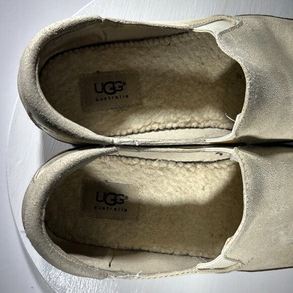 UGG Suede Leather Mens Driving Loafers Casual Shoes Size 10 Slip On Beige Comfy - Picture 9 of 11